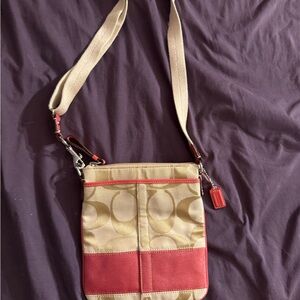 Coach Red and Tan Shoulder Bag